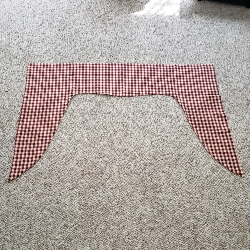 Cottage Country Check Plaid Swag Valances (2) Curtains Lined Cranberry Ivory